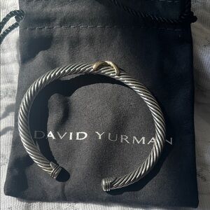 David Yurman Twisted Silver Bracelet with Gold Accent